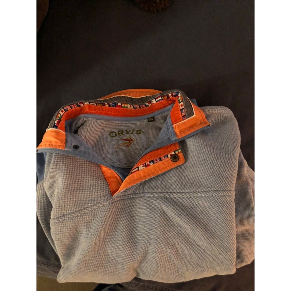 M Orvis Mens quarter-zip+button sweater